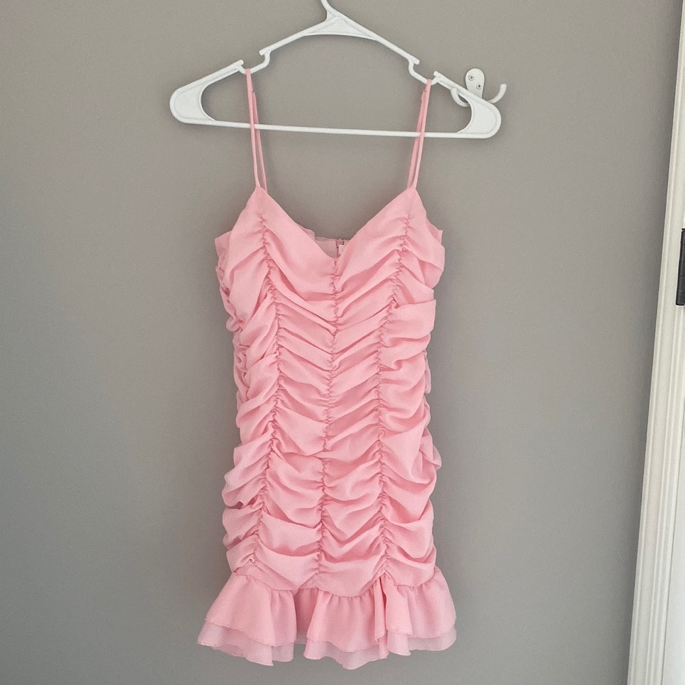 Lucy in the Sky pink remi runched bodycon dress